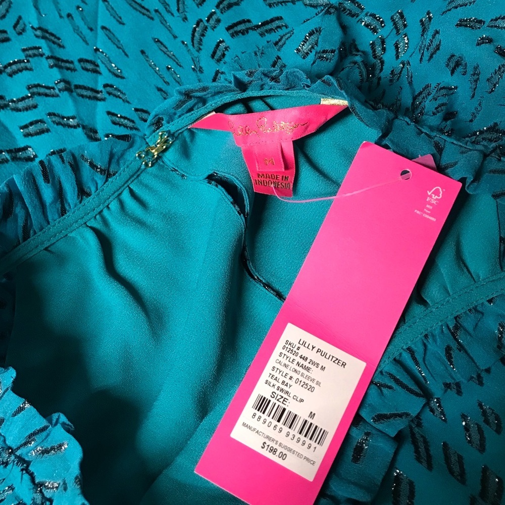 LILLY PULITZER Caline Long Sleeve Silk Top - Picture 7 of 7